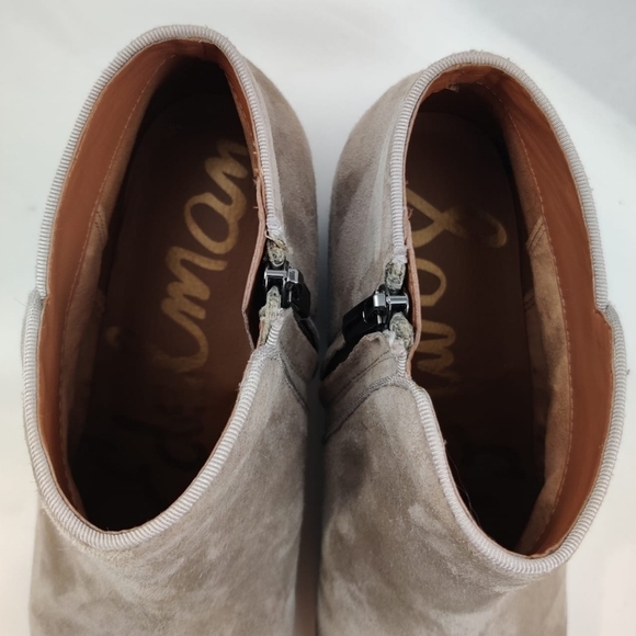 SAM EDELMAN Petty Chelsea Ankle Booties Suede Tan Women 7.5M Low Heel Almond Toe - Picture 10 of 16